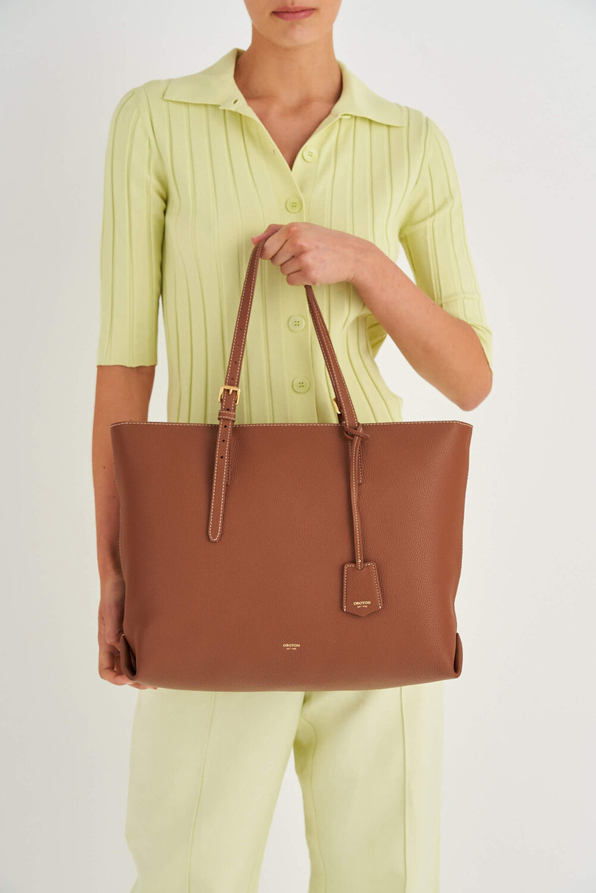 Oroton Margot Whiskey Medium Zip Tote Bag