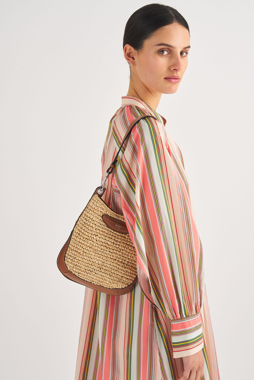 Oroton haskin Texture Small Hobo Natural/Brandy