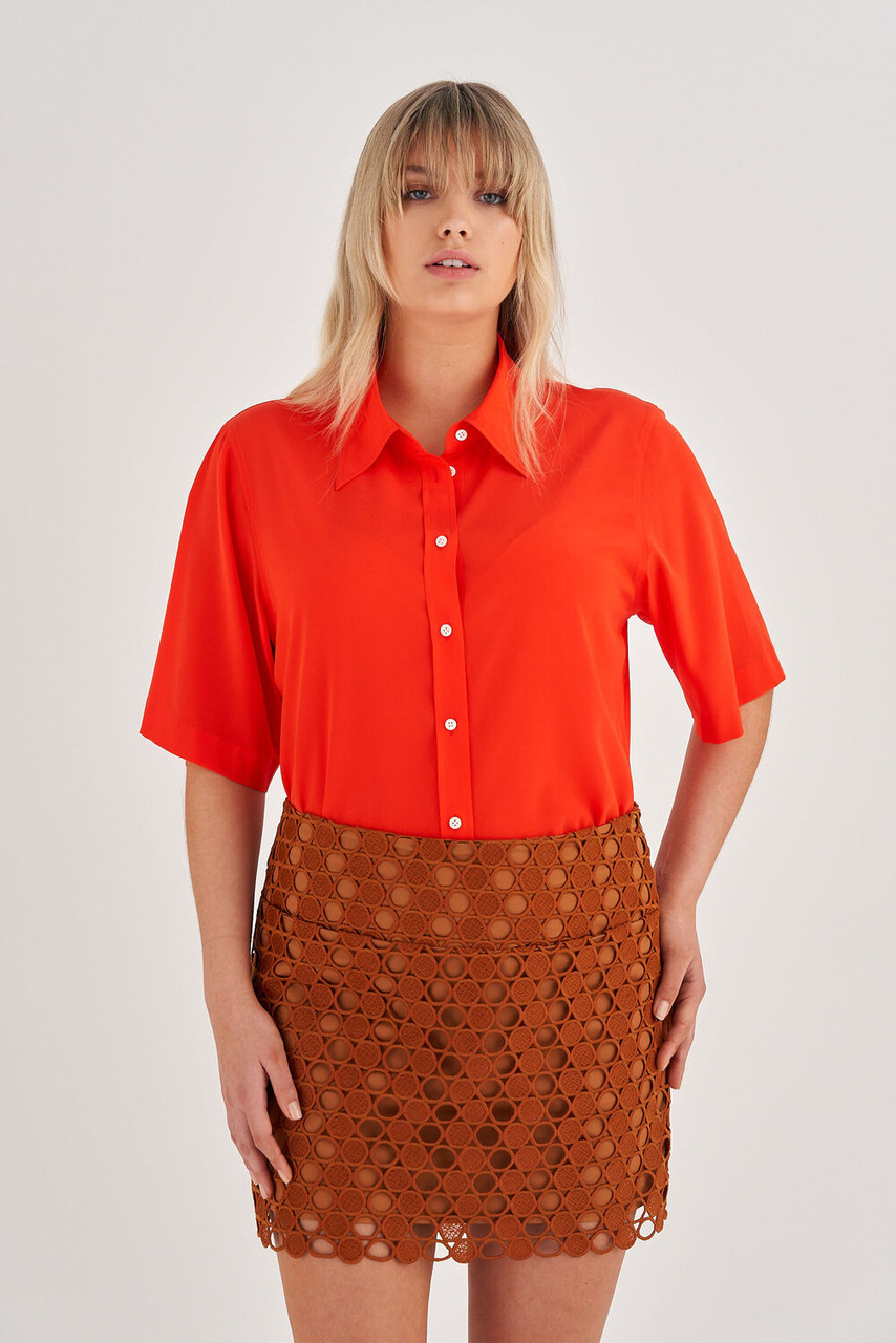 Oroton Short Lace Skirt Tan