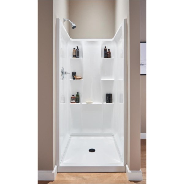 Delta Hycroft 60 In. W x 30 In. D Left Drain Shower Floor & Base in White Cardoni Made