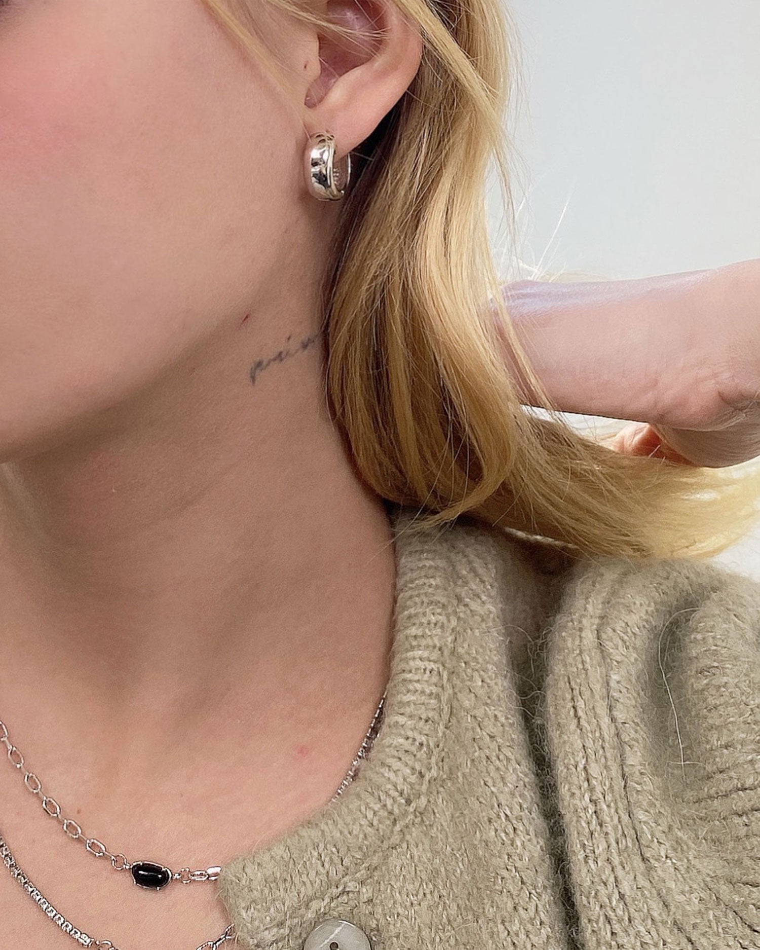 Chunky Hoop Earring in silver