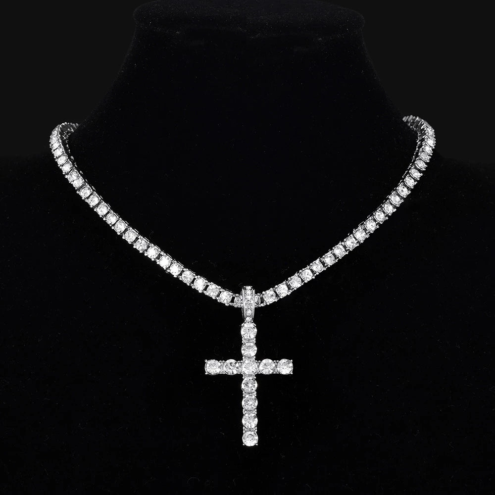 4MM TENNIS CHAIN + ICED OUT CROSS