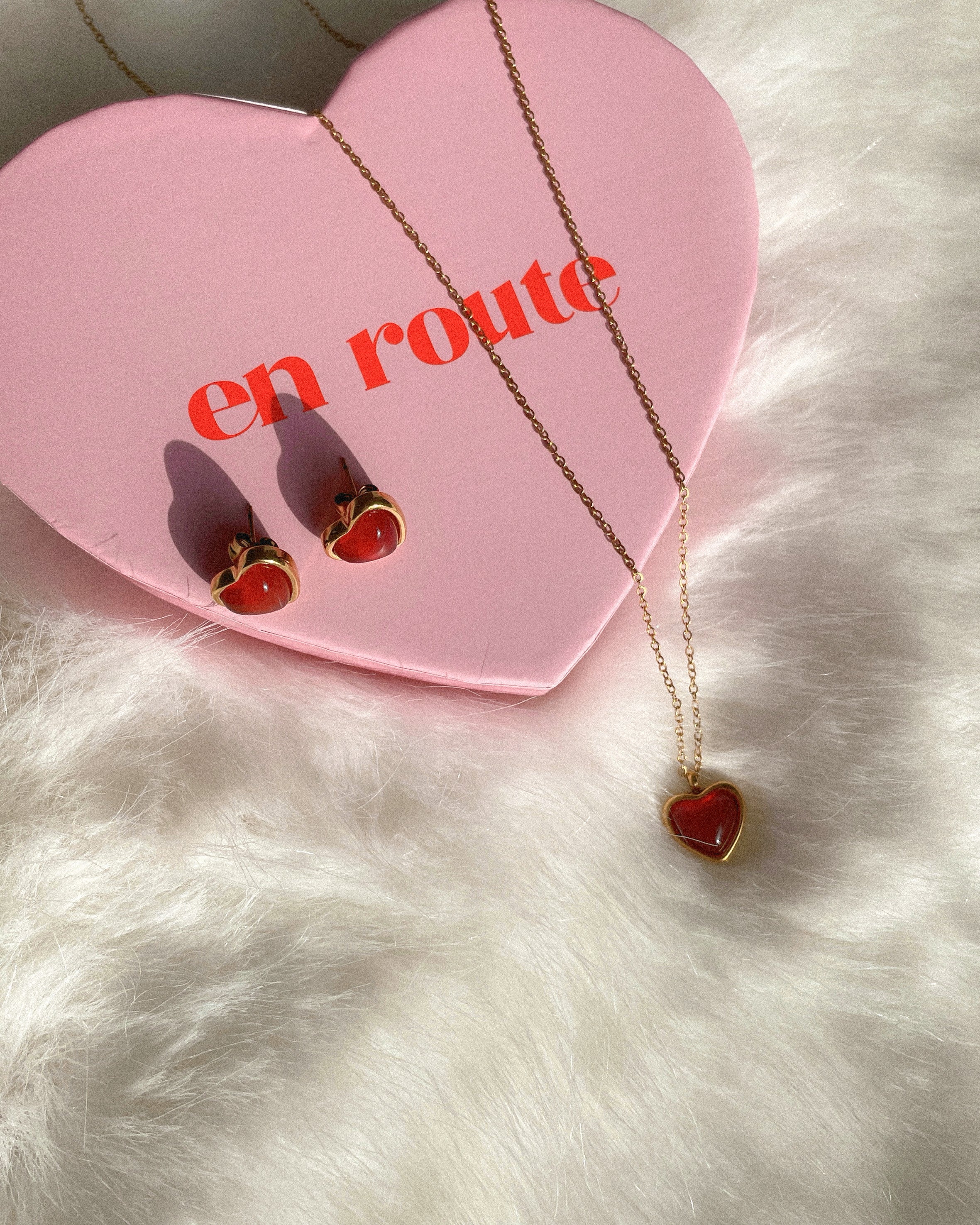 Carnelian Stone Heart Earrings