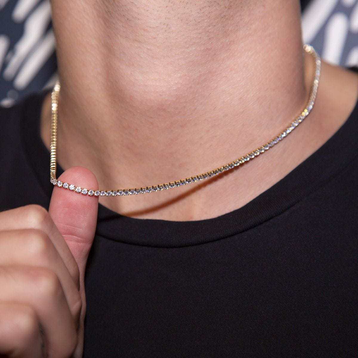 Micro Tennis Necklace in Yellow Gold