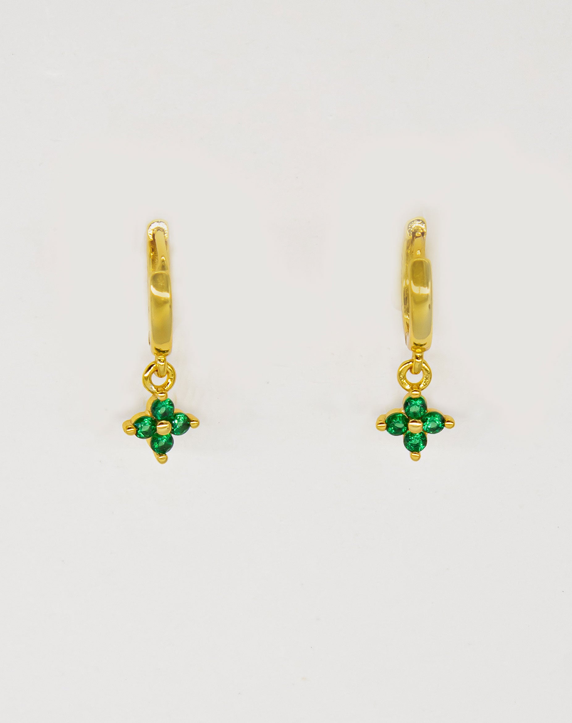 Green Clover Hoop Earrings