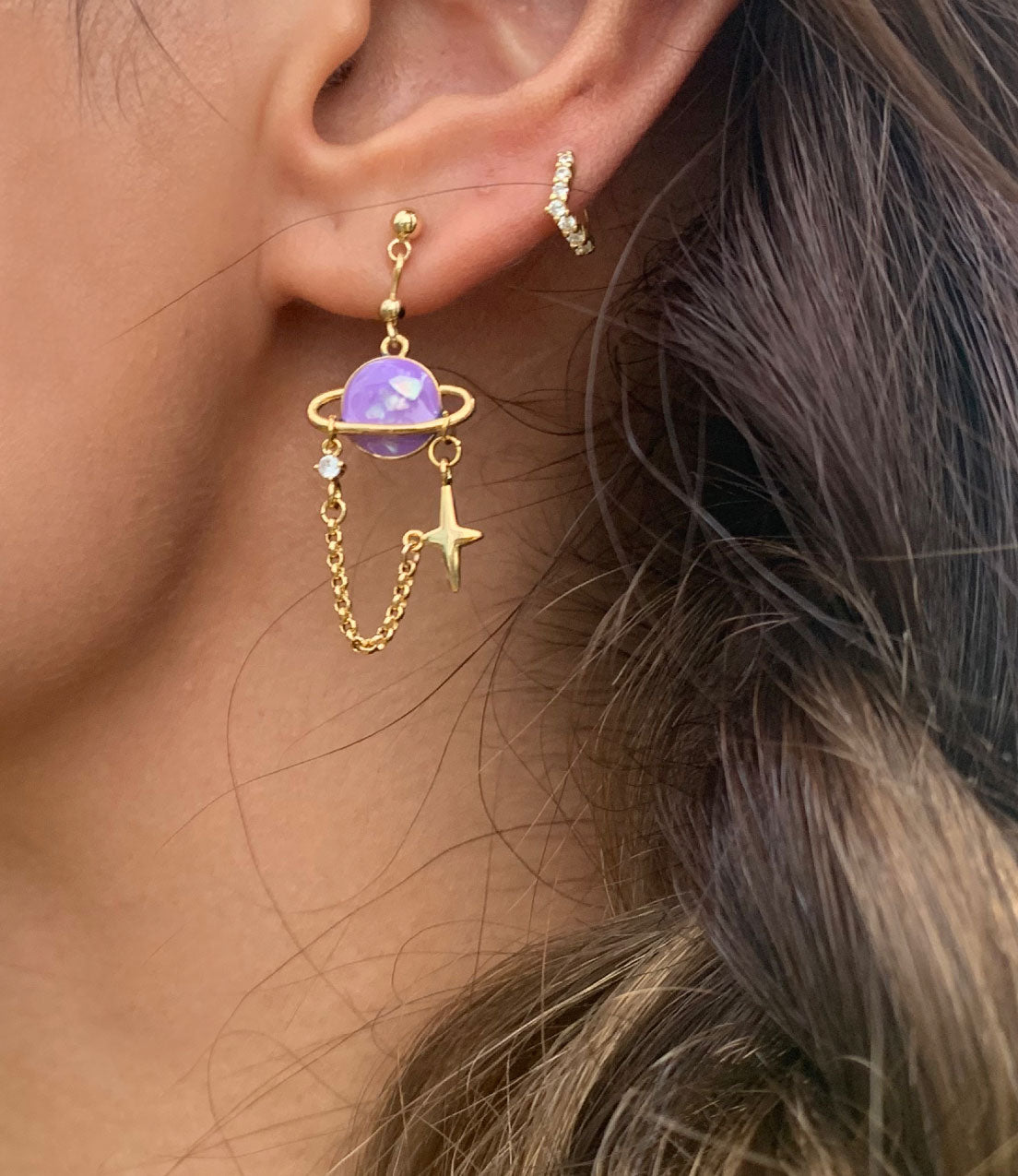 Purple Saturn Earrings