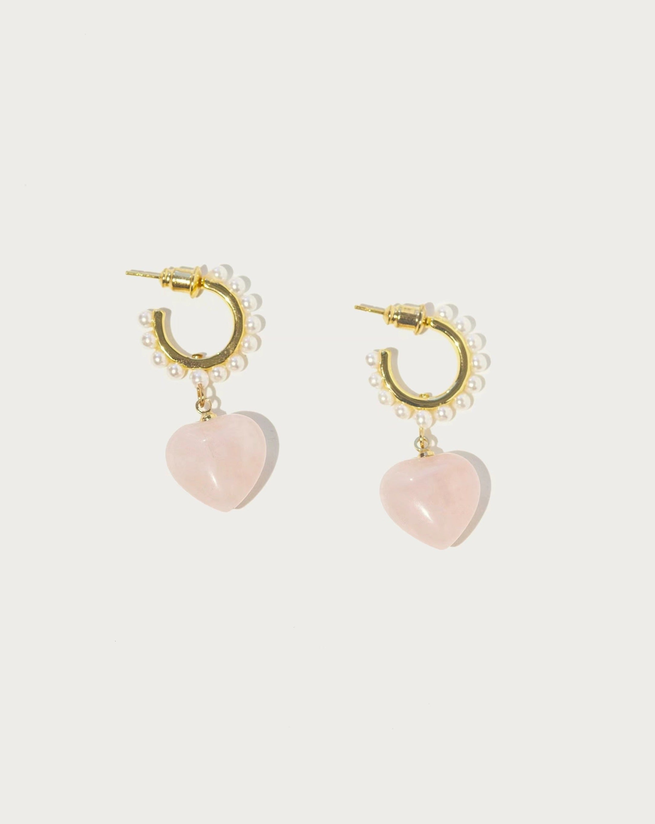 Rose Quartz Heart Earrings