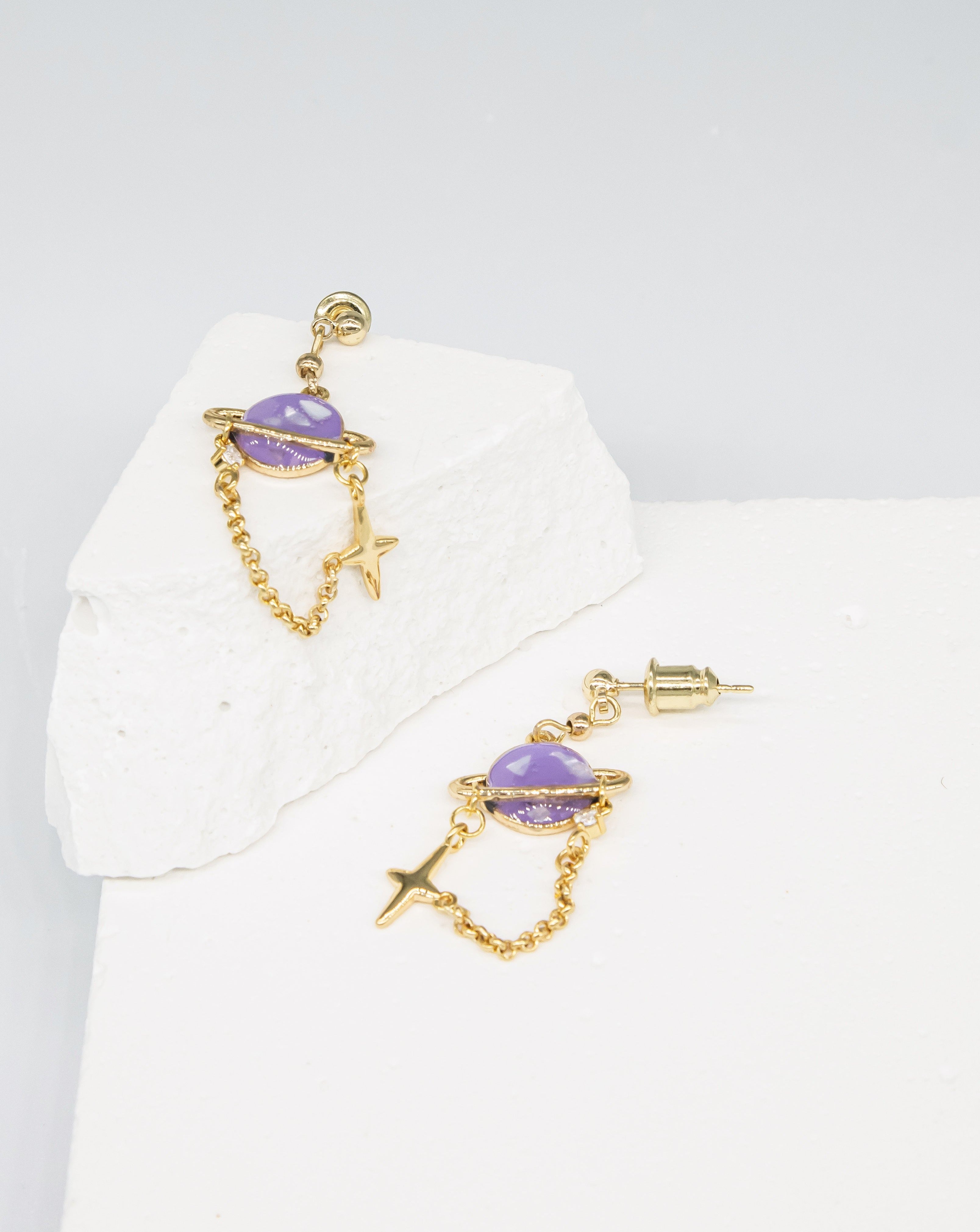 Purple Saturn Earrings