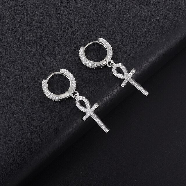 GOLD-PLATED AAA CZ CROSS EARRING
