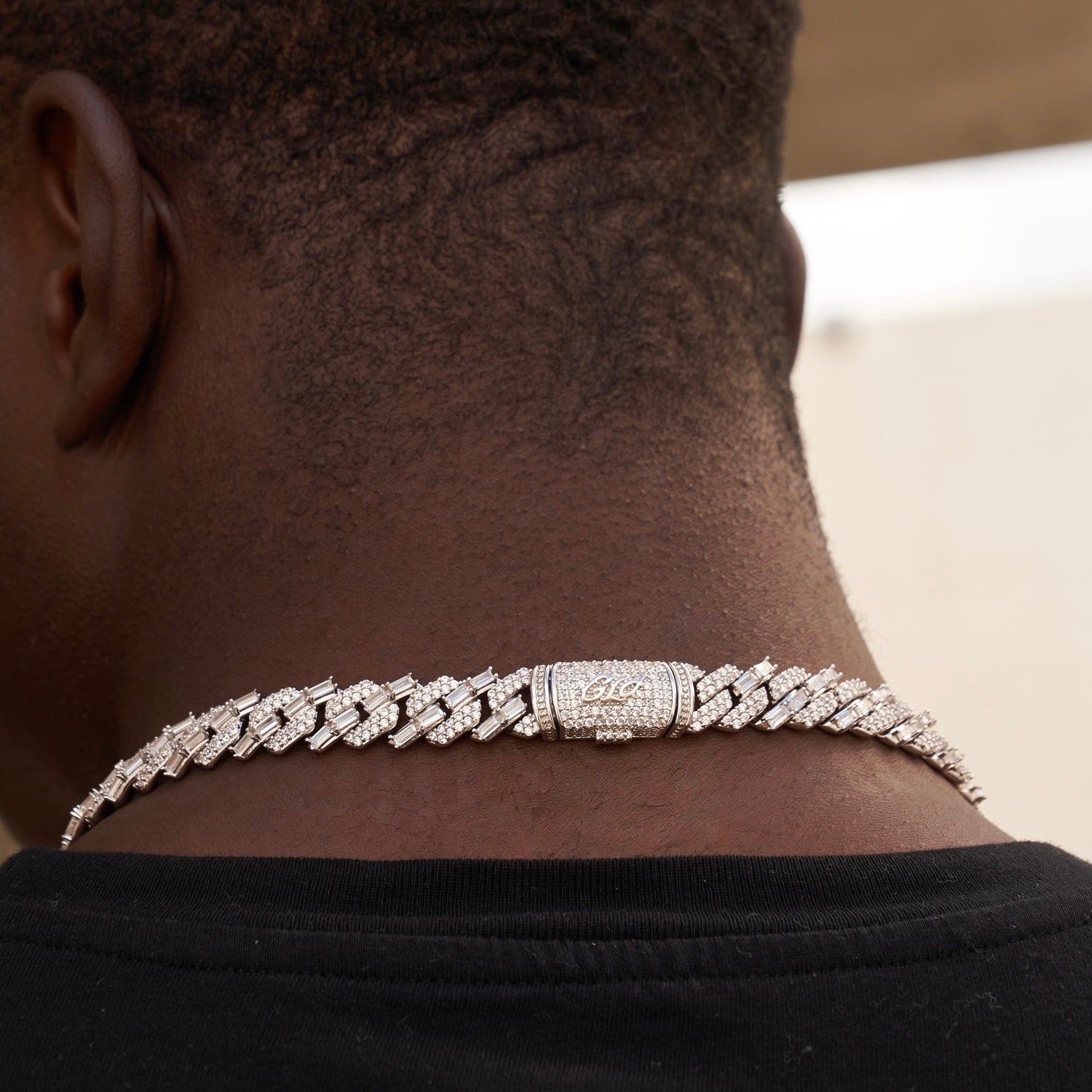 12mm Mixed Stone Diamond Cuban Necklace - White Gold