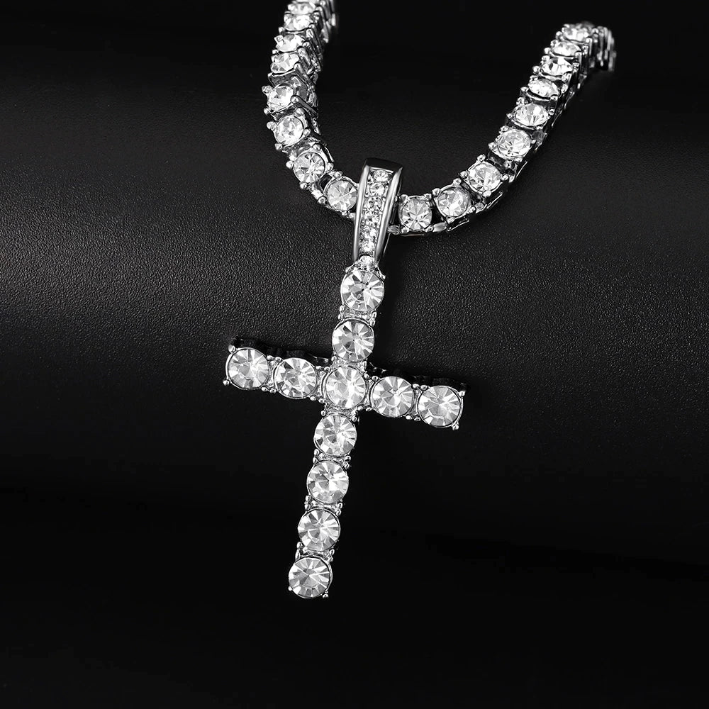4MM TENNIS CHAIN + ICED OUT CROSS