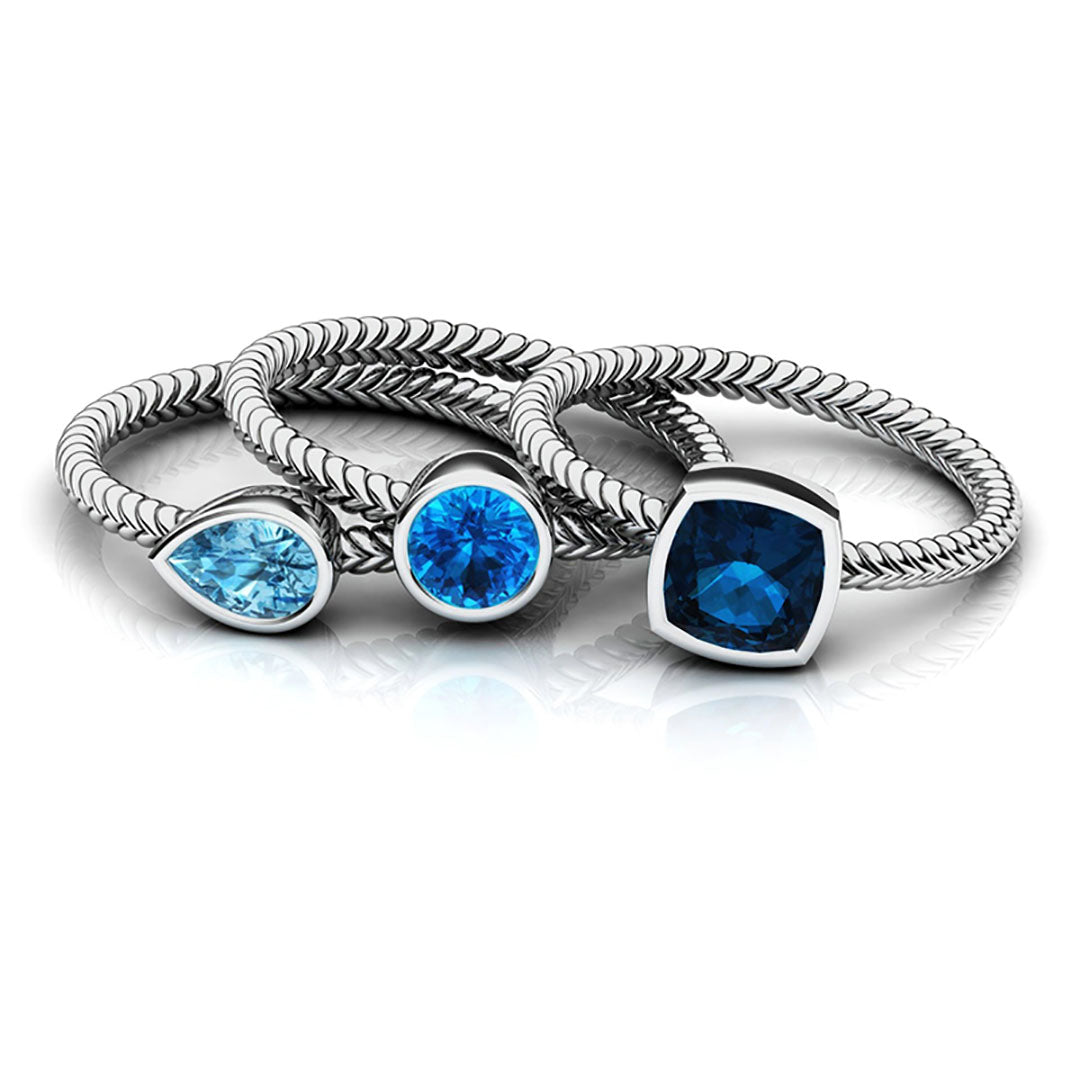 Sterling Silver Gothic Engagement Ring For Women 3Pcs/set Crystal Rings