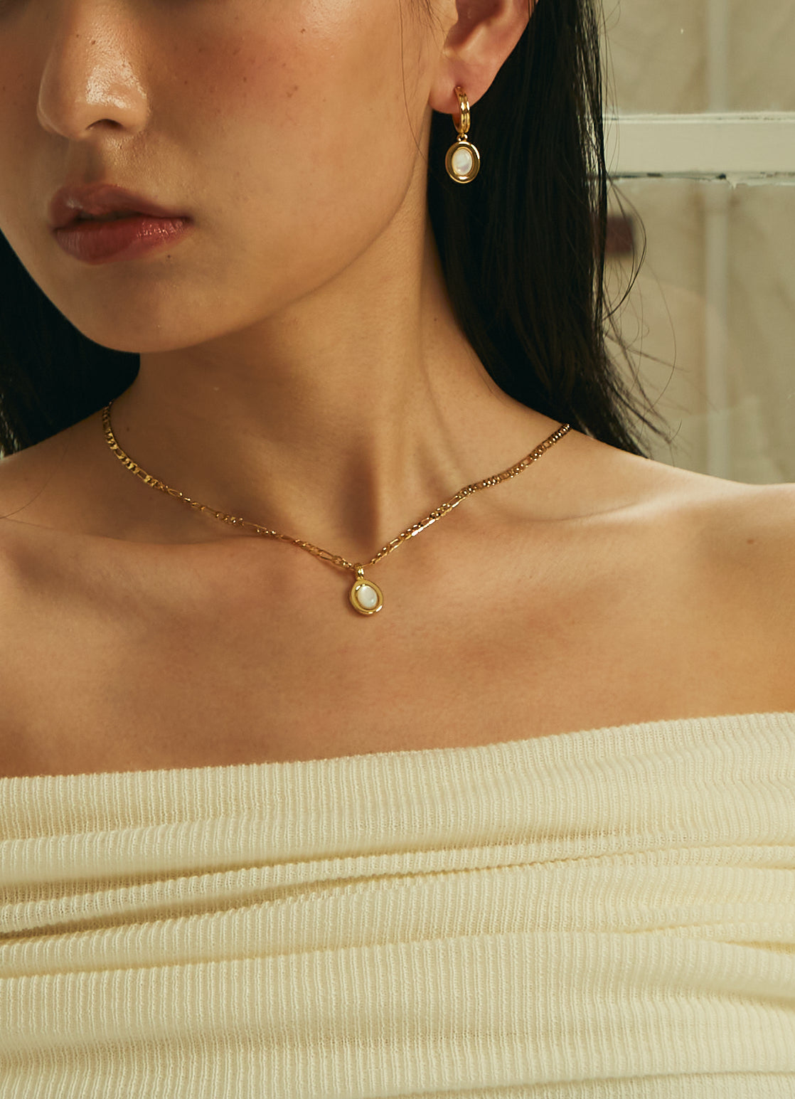 Devon Earrings in Mother of Pearl