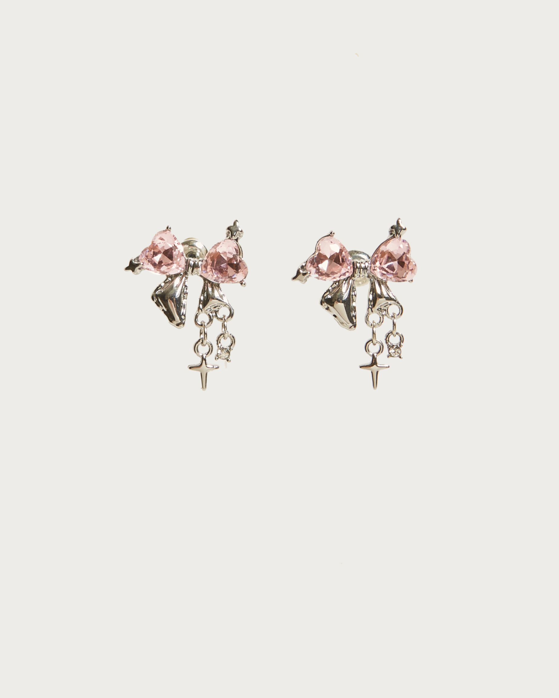 Sparkle Bow Earrings In Pink