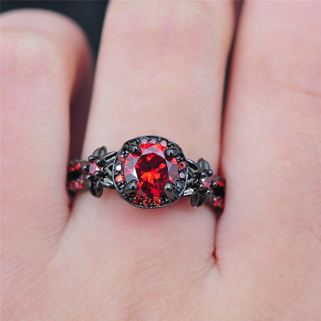 Silver Gemstone Gothic Engagement Ring