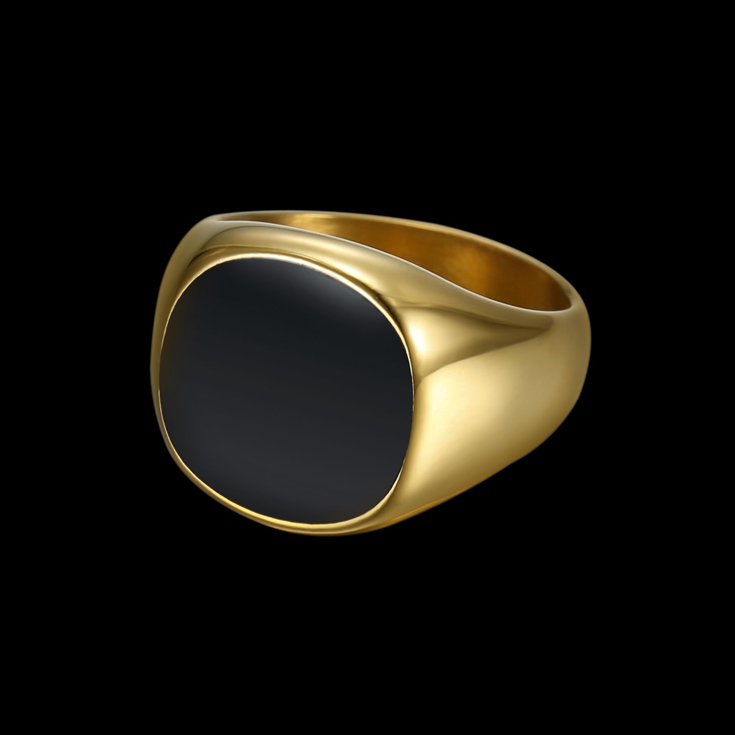 ONYX RING SILVER AND GOLD