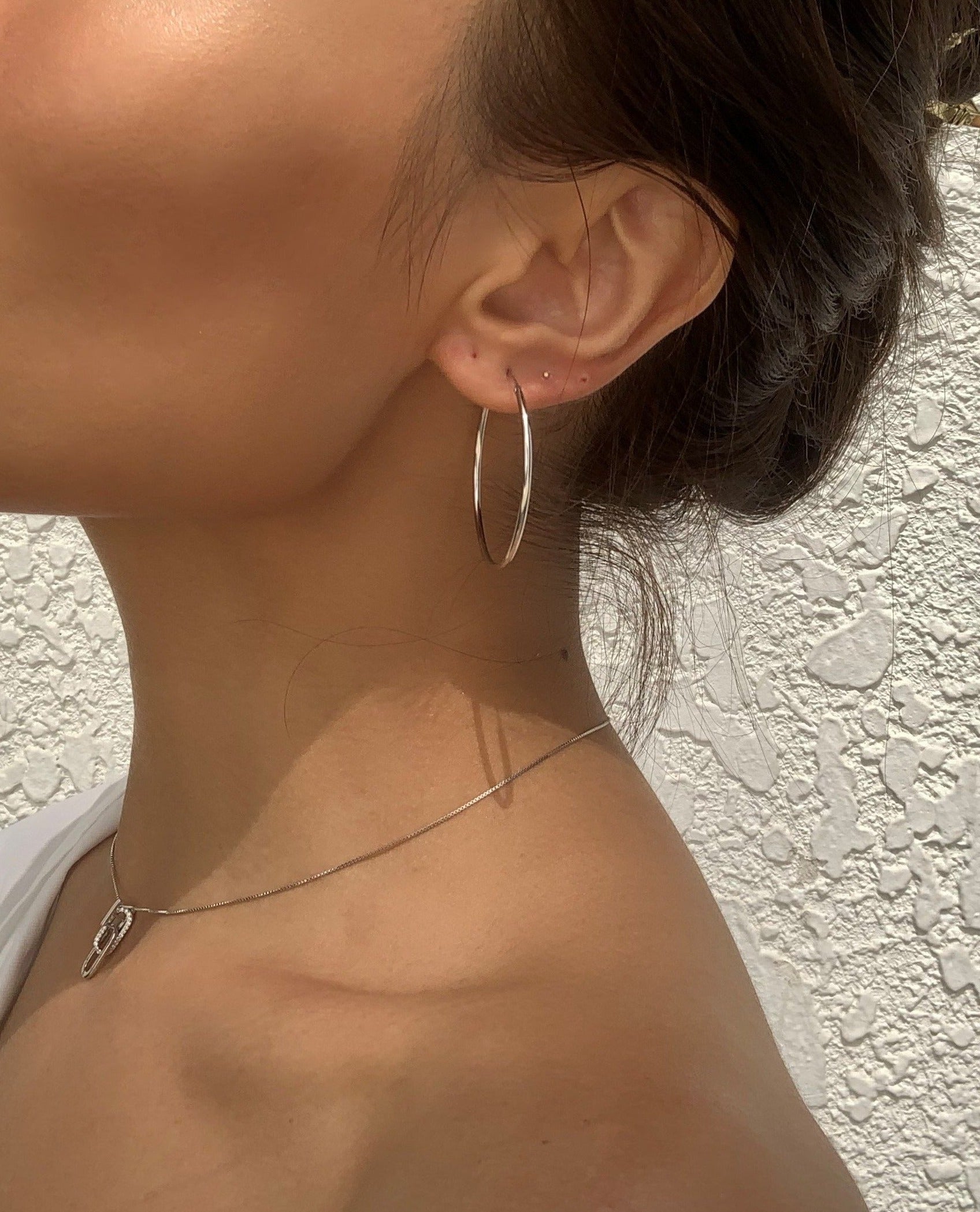 Silver Skinny Hoop Earrings