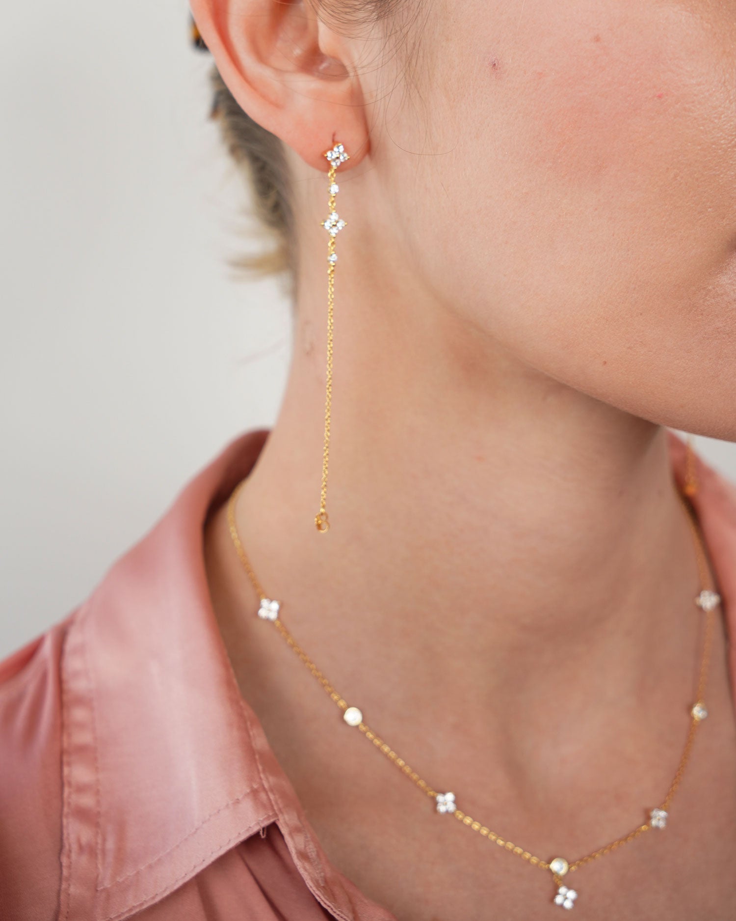 Gold Clover Drop Earrings