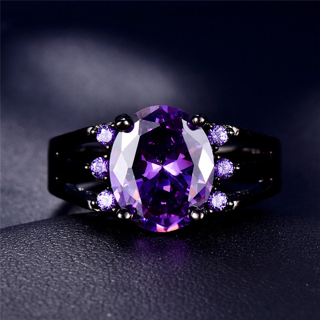 Sterling Silver Red/Purple Gemstone Ring For Women Gothic Wedding Ring