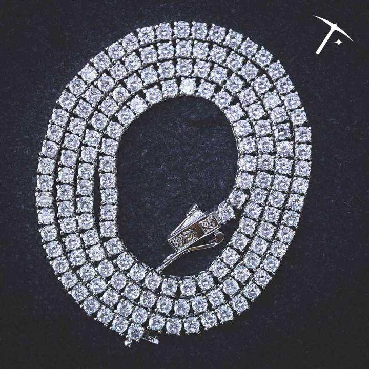 Round Cut Tennis Necklace in White Gold - 3mm