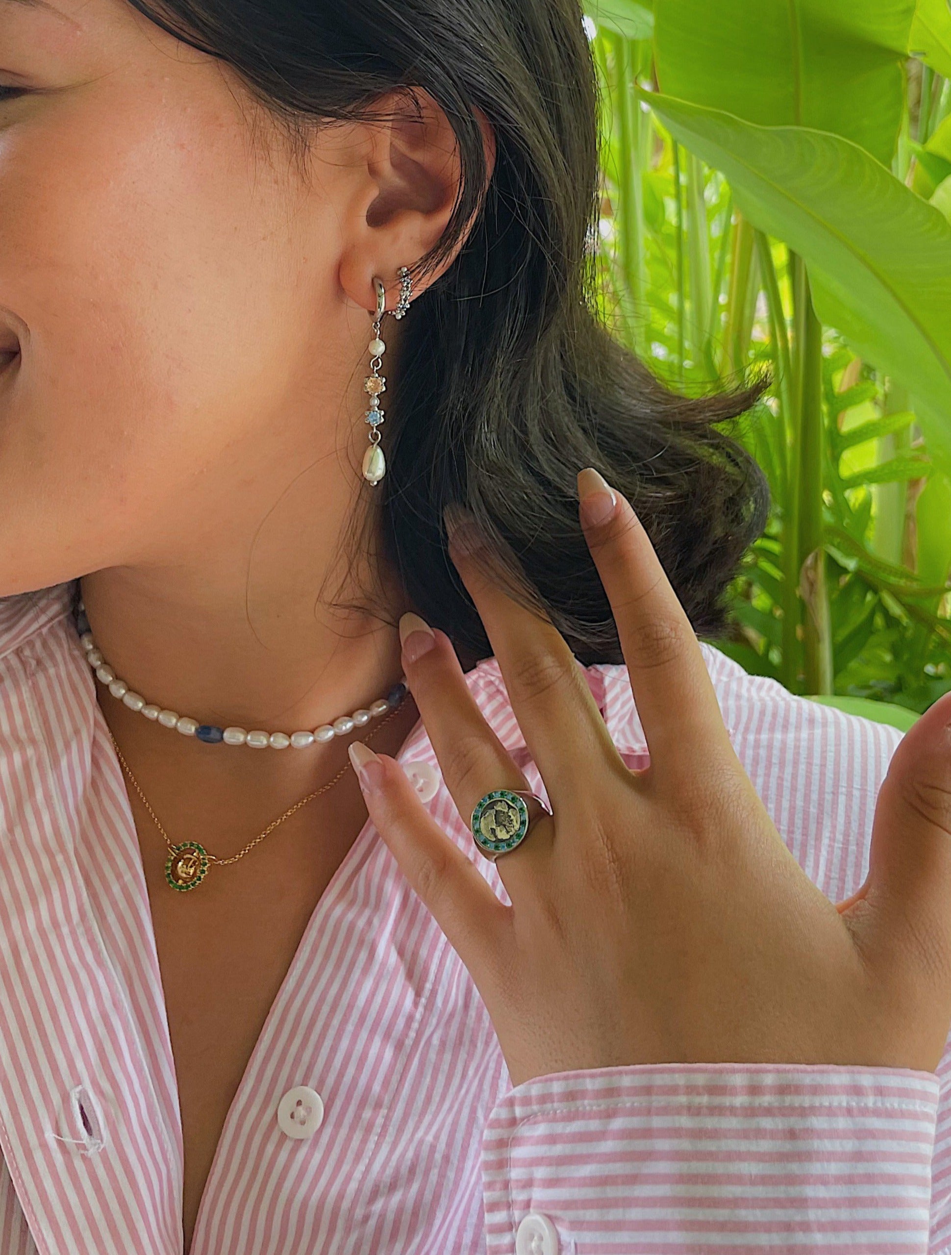 Silver Flower Drop Earrings