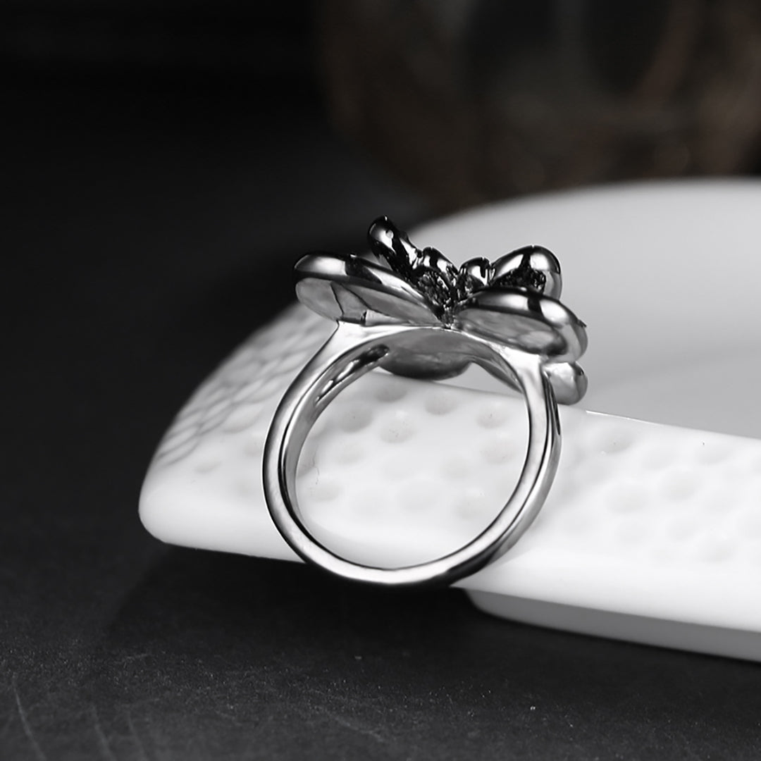 Gothic Wedding Ring  Butterfly Shape Rings For Women with Black Cubic Zirconia