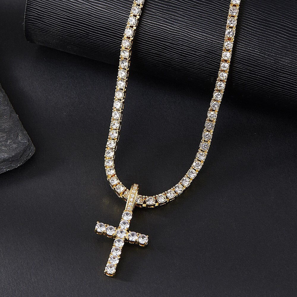 4MM TENNIS CHAIN + ICED OUT CROSS