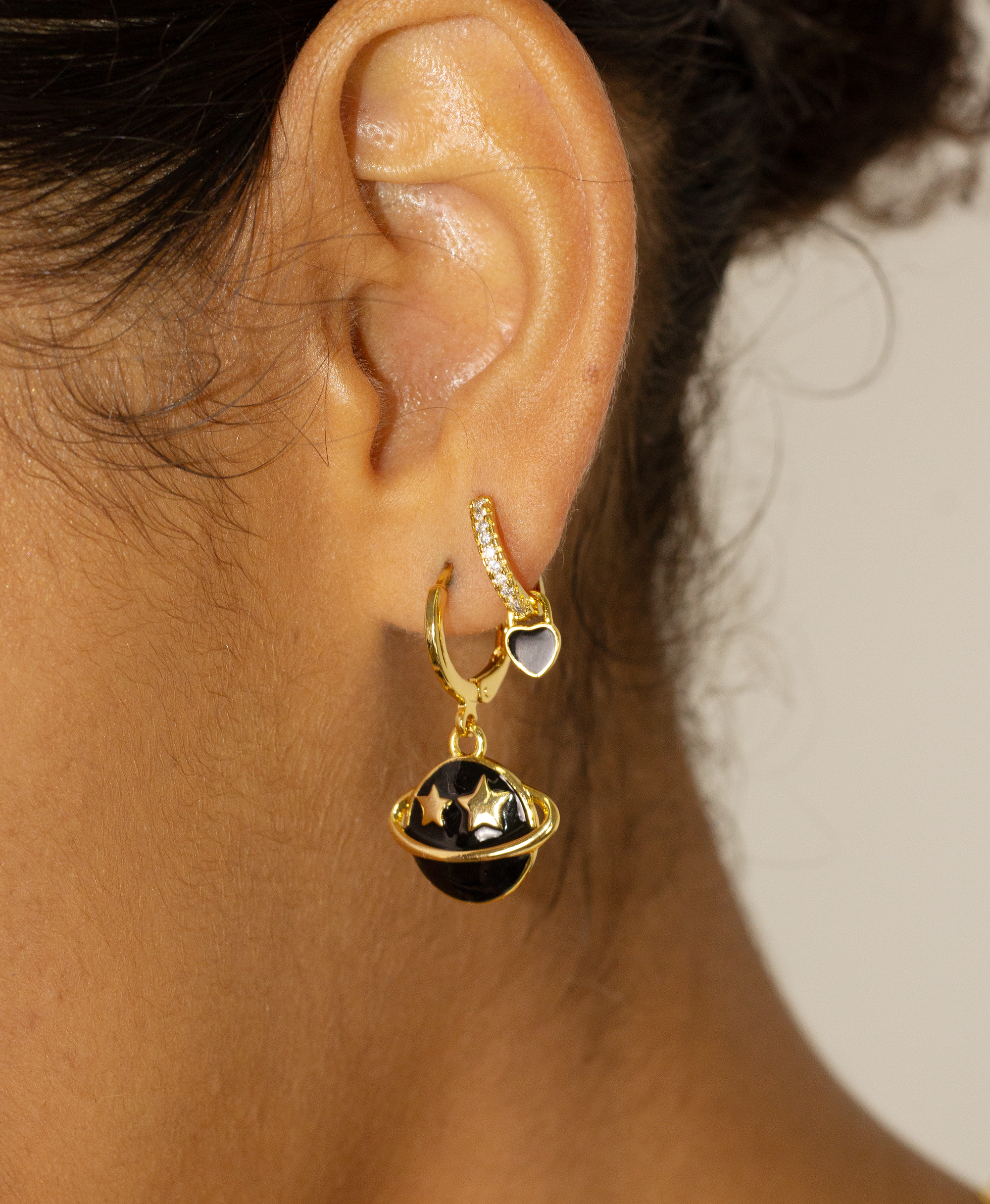 Black Saturn Earrings