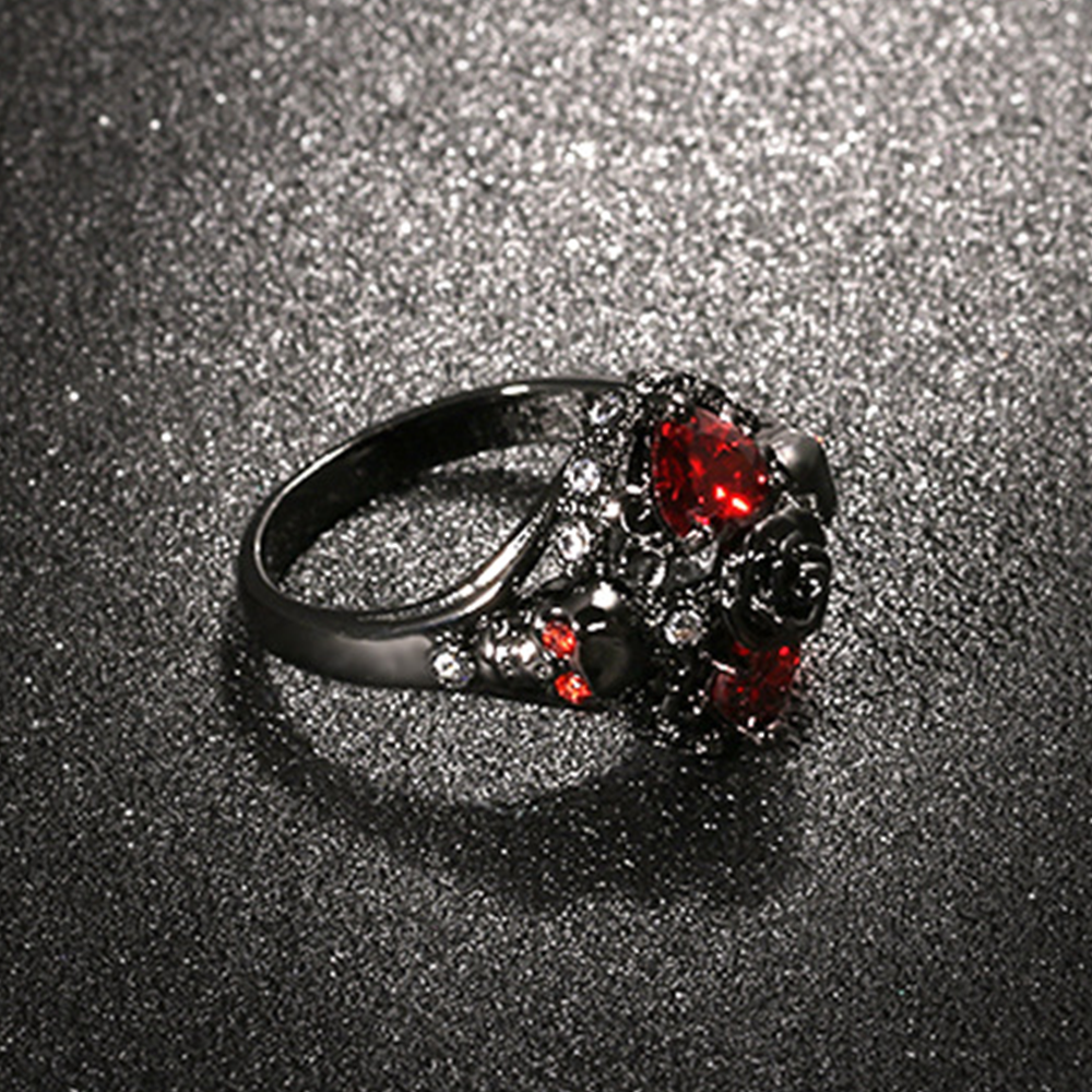 Silver Skull Diamond Gothic Wedding Ring For Women