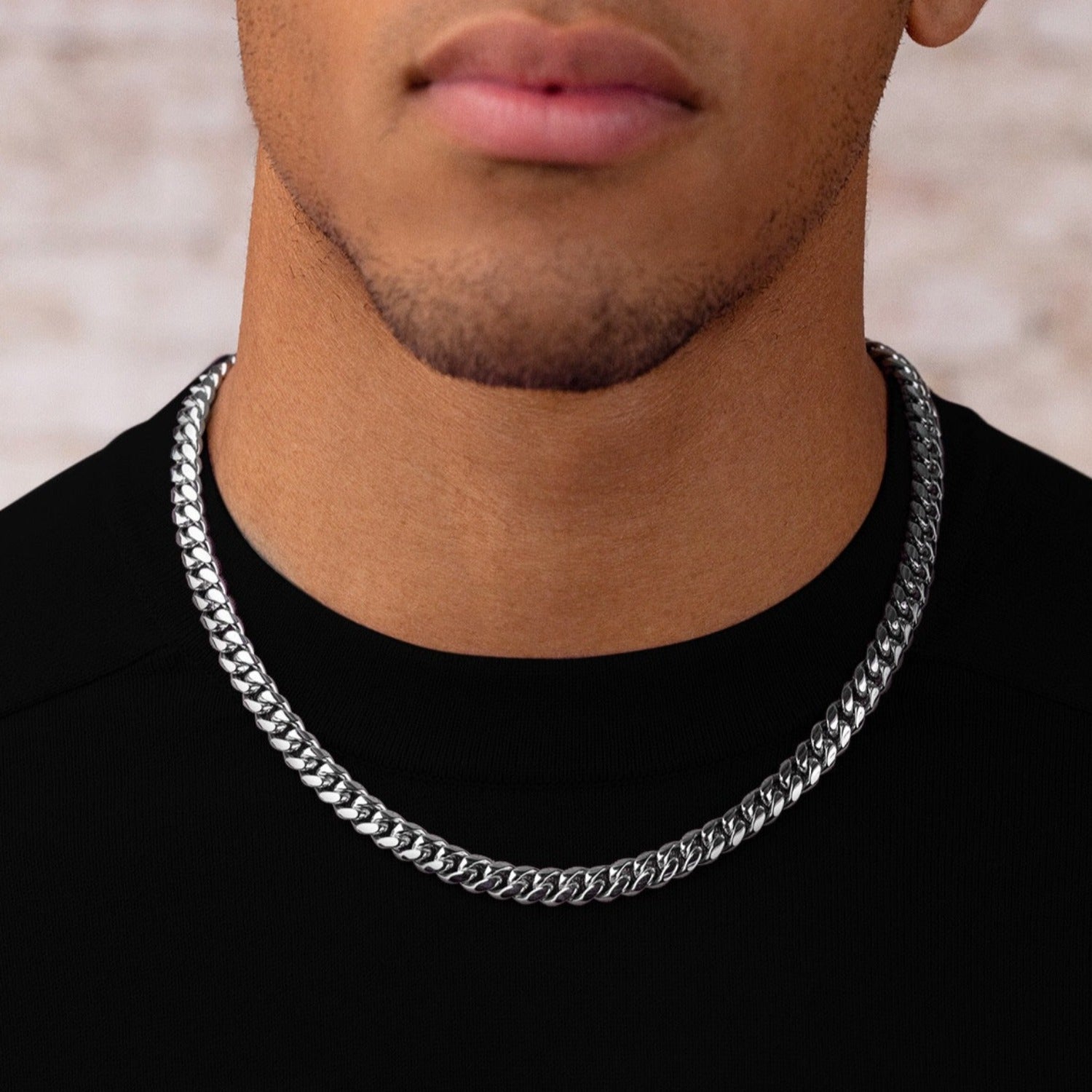 Miami Cuban Link Chain in White Gold- 8mm