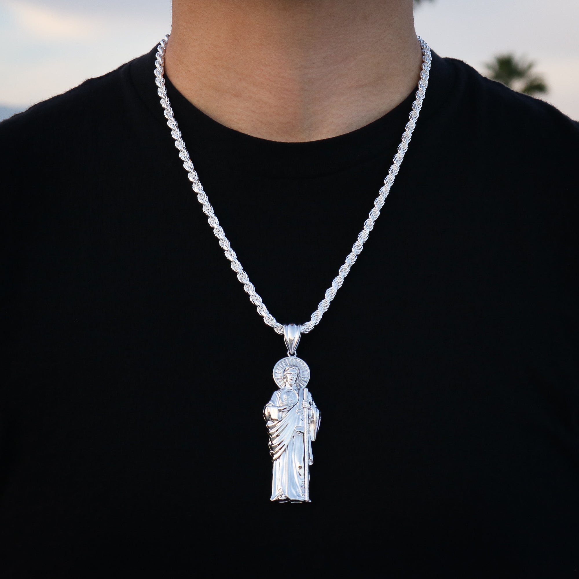 Big San Judas Pendant - Real 925 Silver