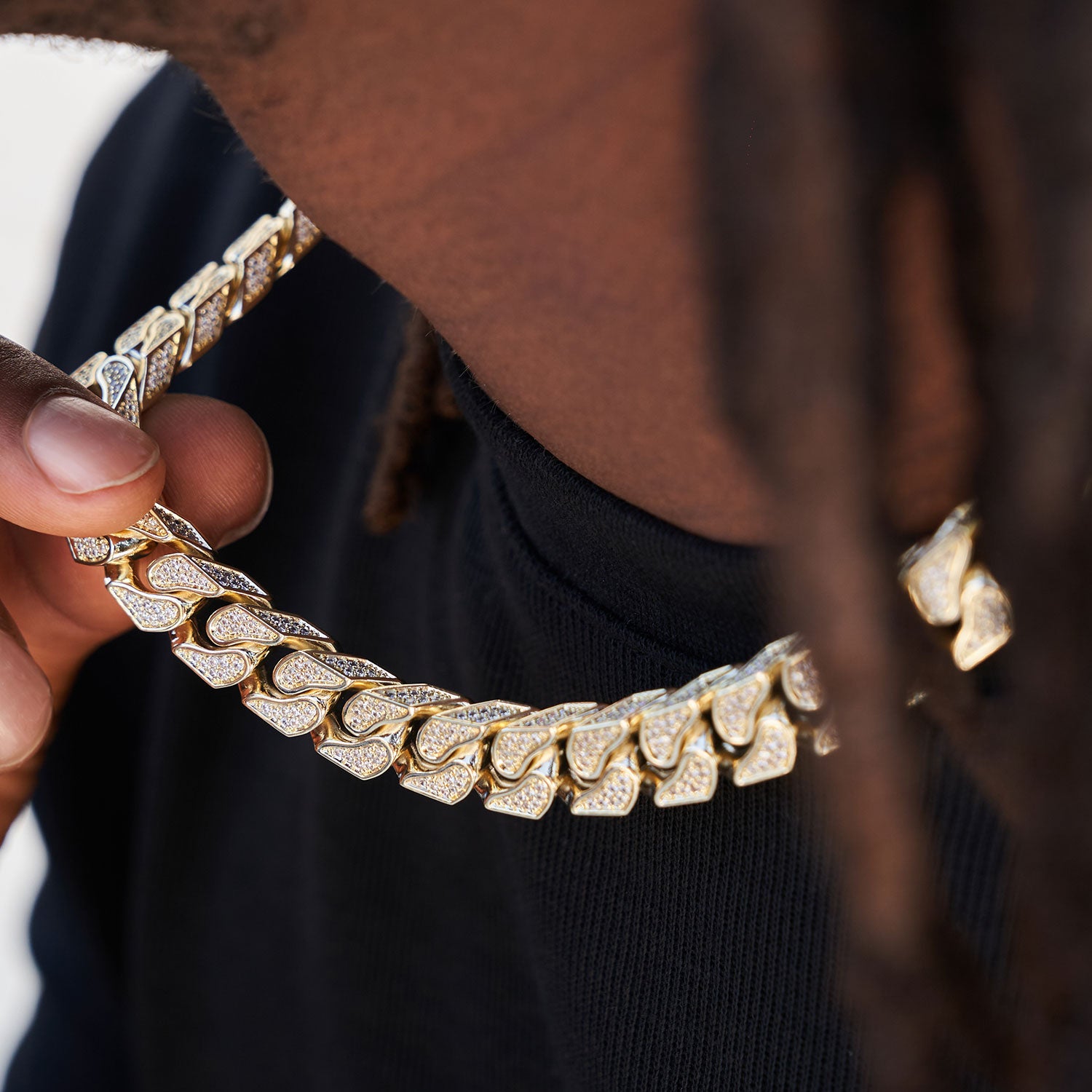 Pave Cuban Chain in Yellow Gold - 12mm