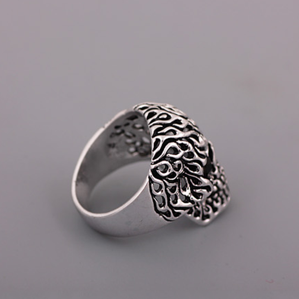 Vintage Silver Gothic Skull Wedding Ring Gem eyes