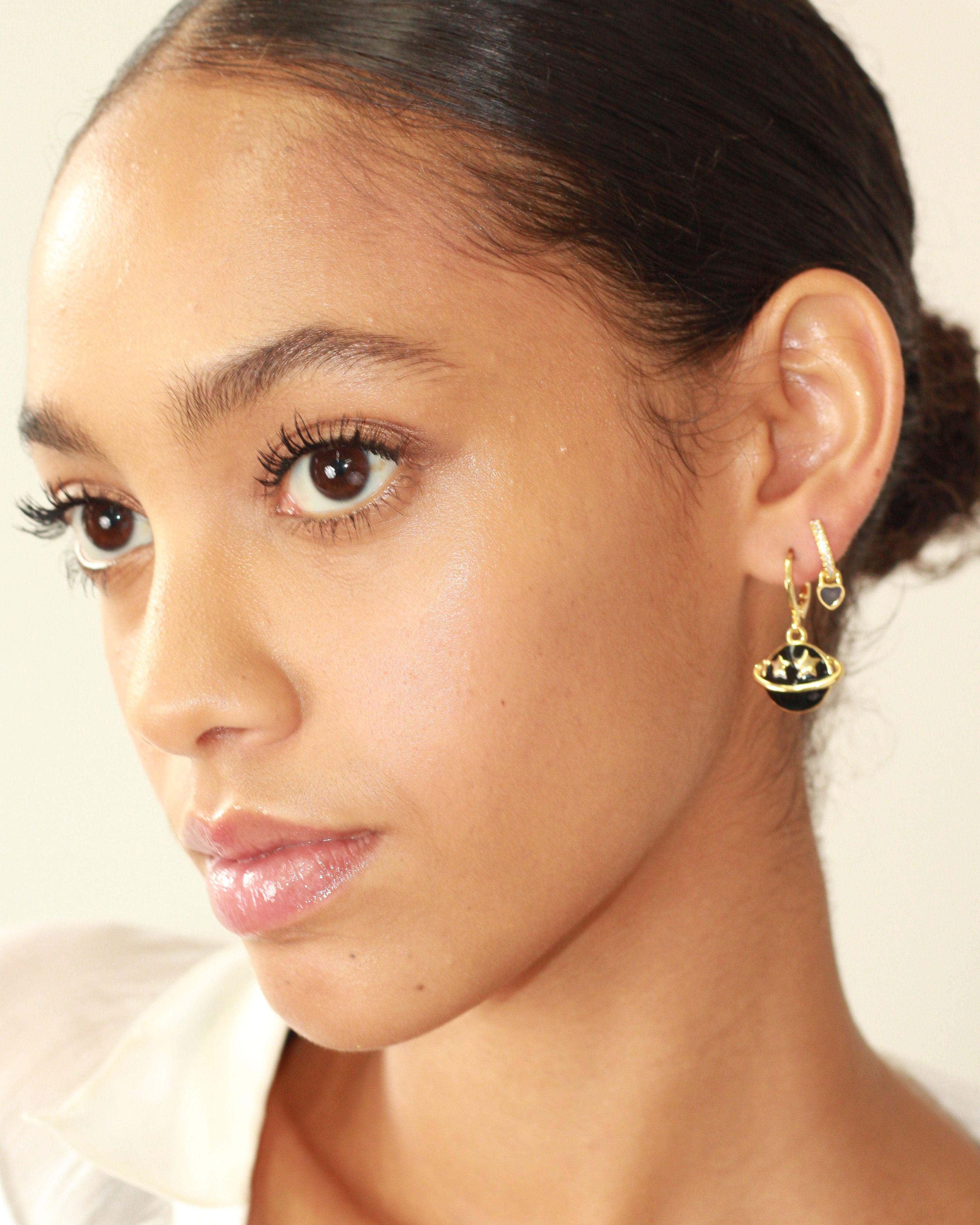 Black Saturn Earrings