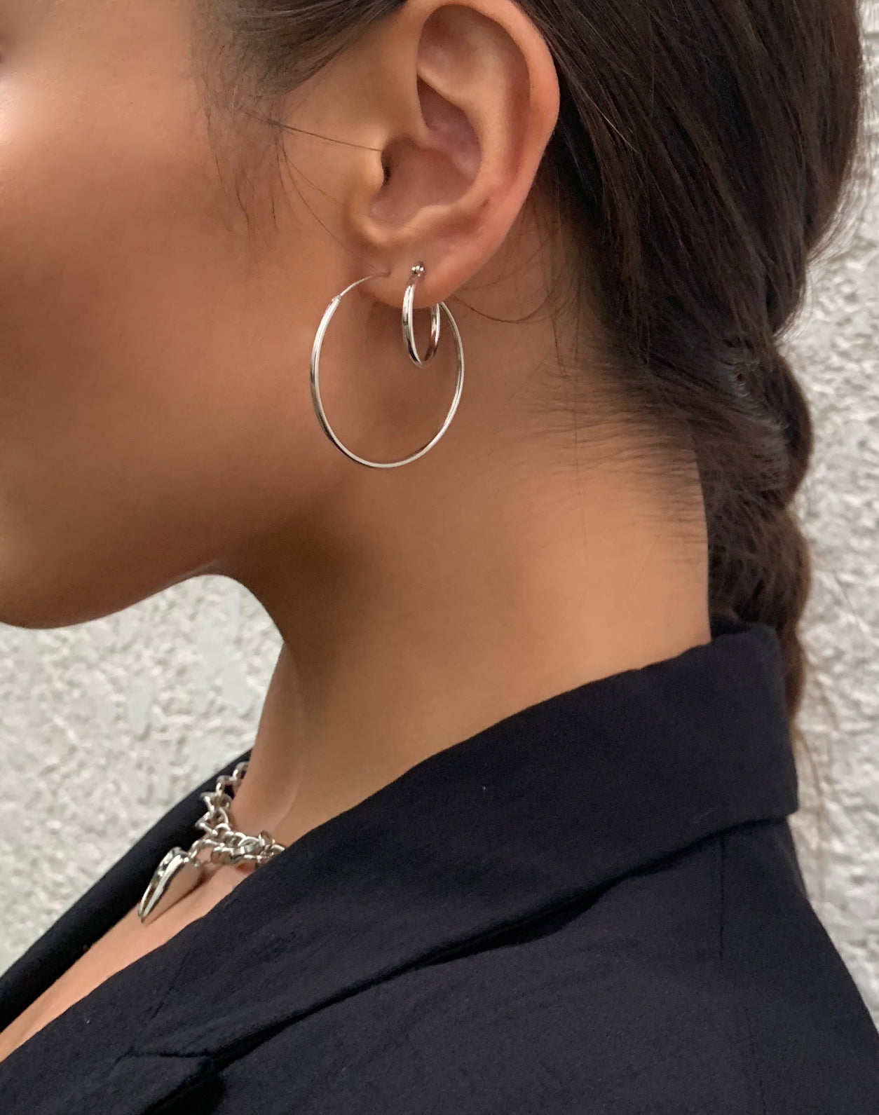 Silver Skinny Hoop Earrings