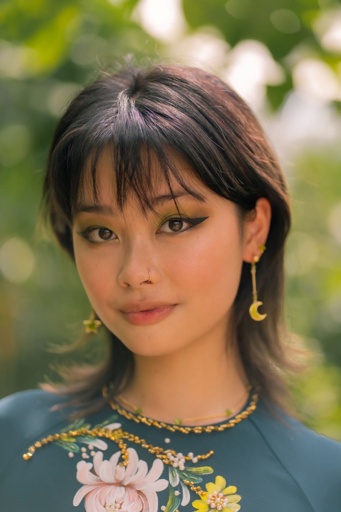 Star & Moon Dangly Earrings