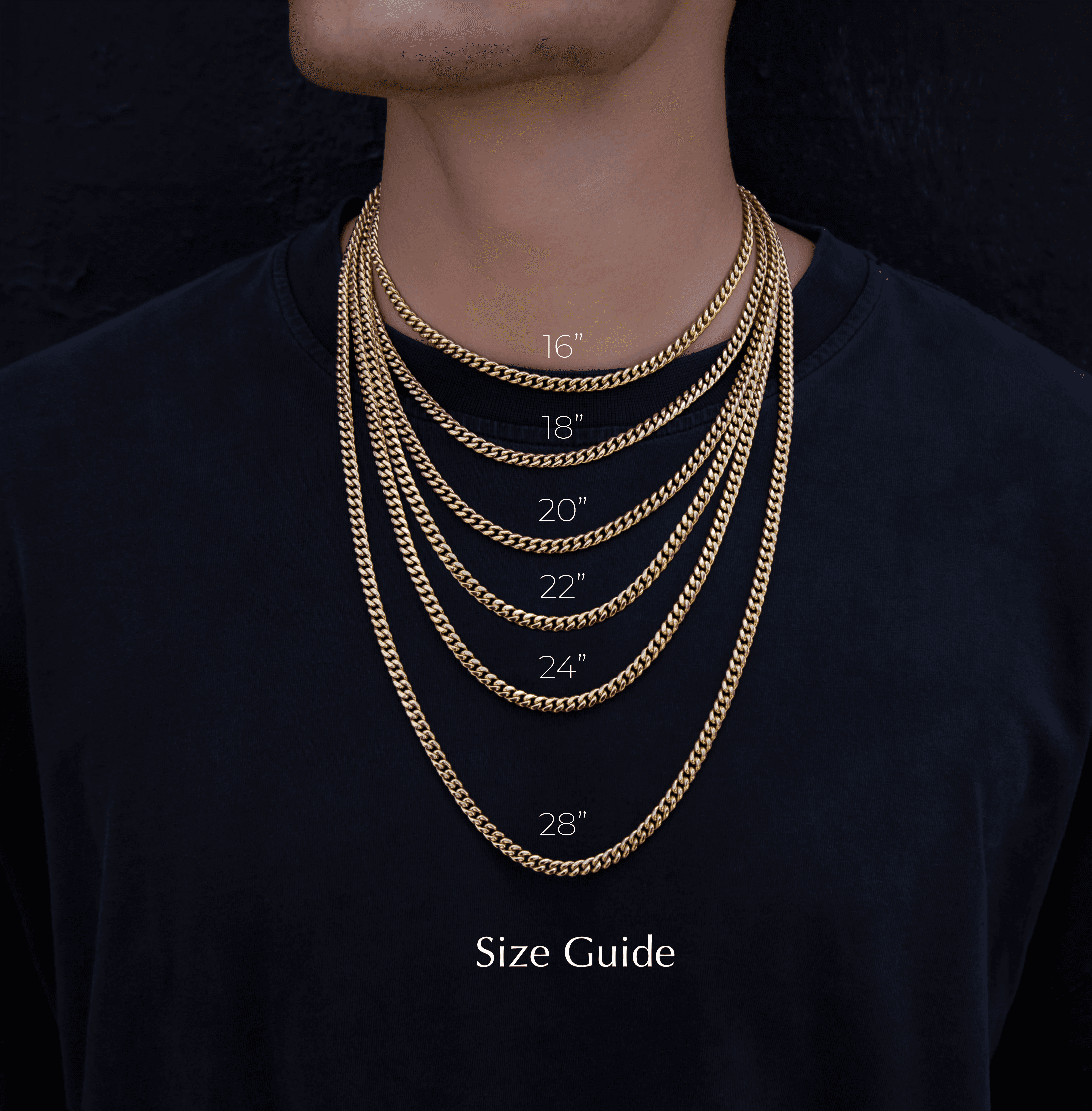 Micro Diamond Prong Cuban Necklace - Yellow Gold