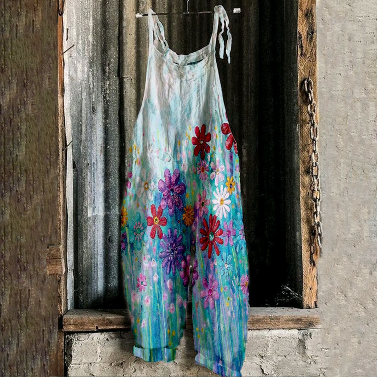 Linen print wide leg Jumpsuit