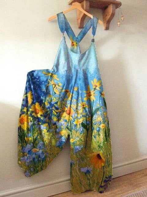 Sunflower warm print casual overalls