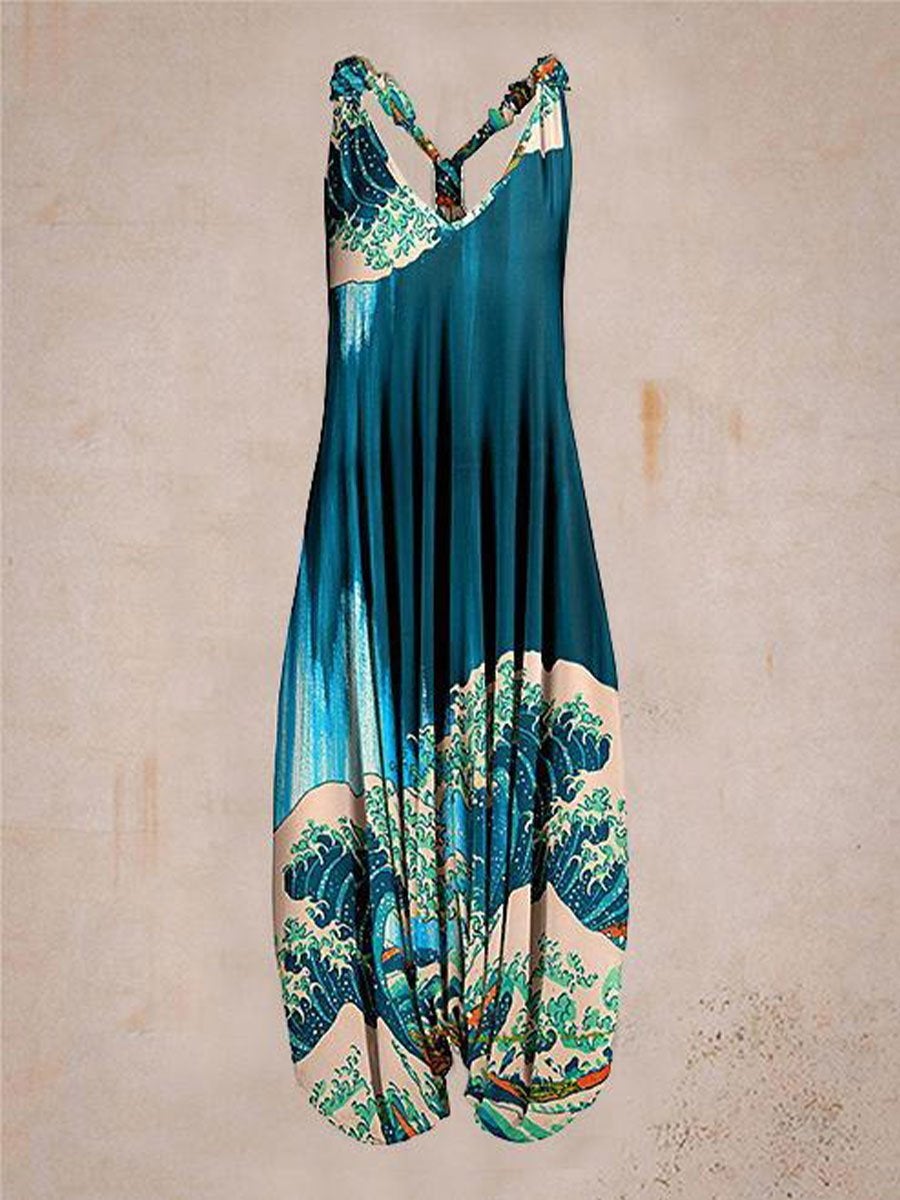 Ladies Summer Sleeveless Harem Jumpsuit