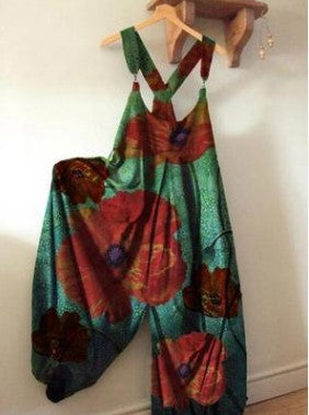 Red Floral Vintage Jumpsuit-A