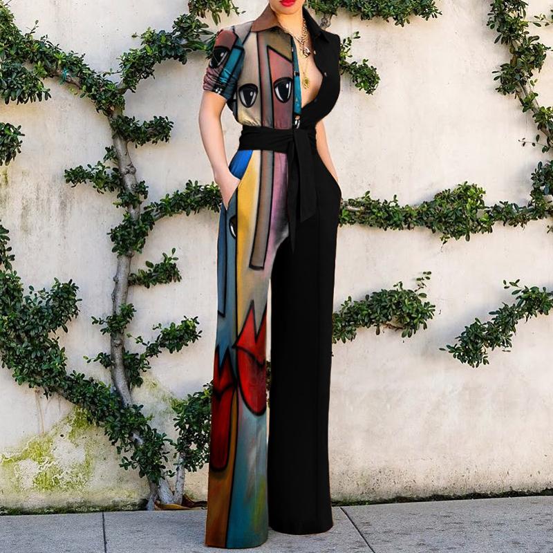 Fashion art print jumpsuit