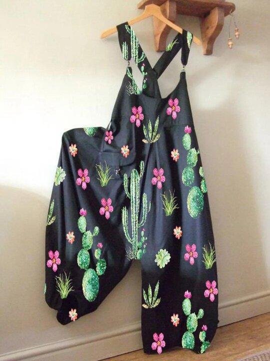Sleeveless Cactus Retro Jumpsuit