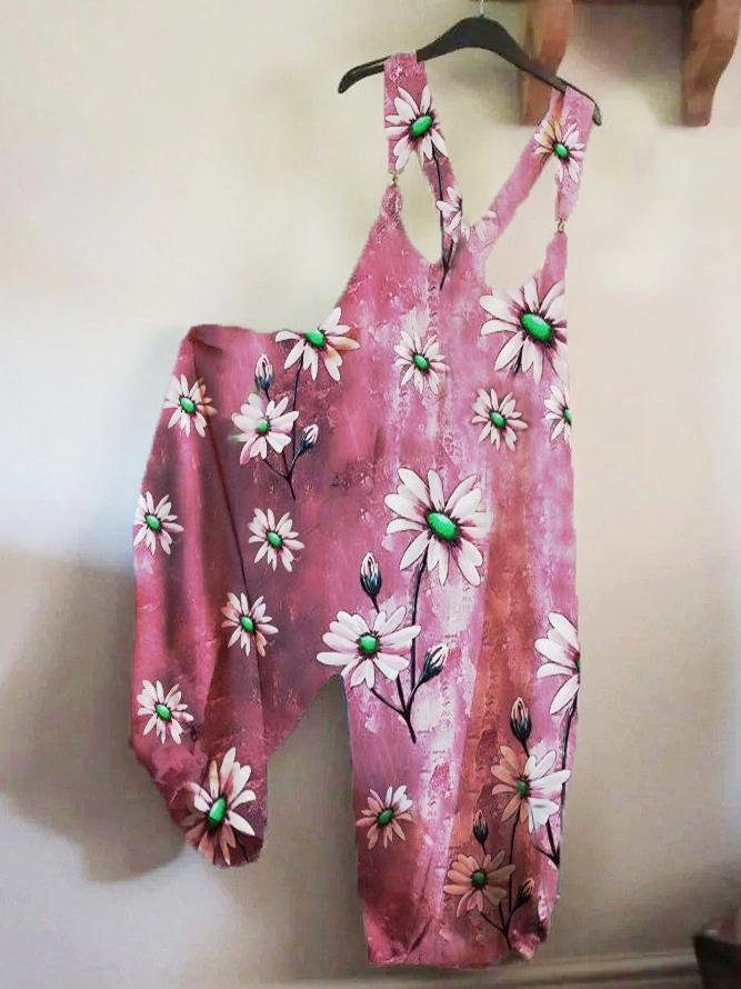 Crew Neck Sleeveless Floral Vintage Jumpsuit