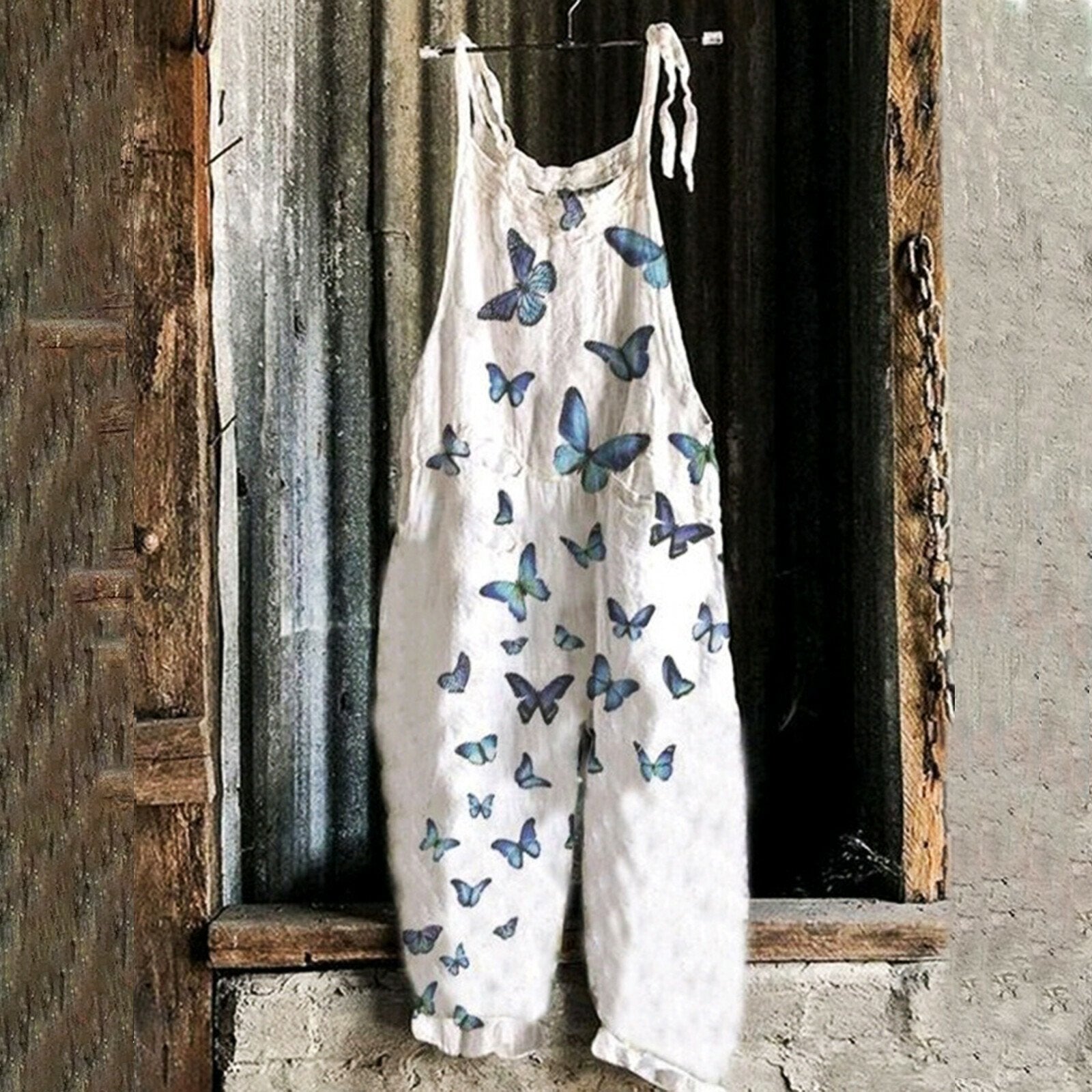 Linen print wide leg Jumpsuit