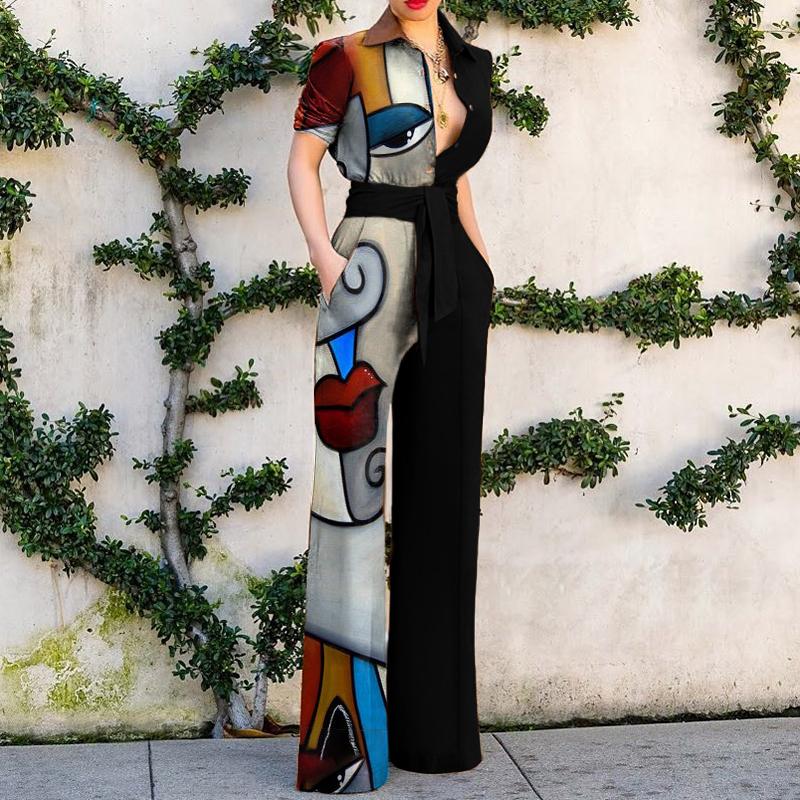 Fashion art print jumpsuit