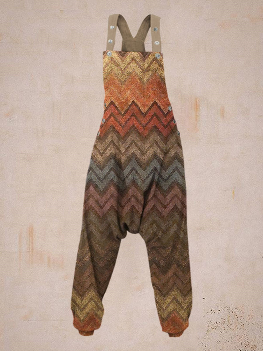 Color Geometry Sleeveless Harem Jumpsuit