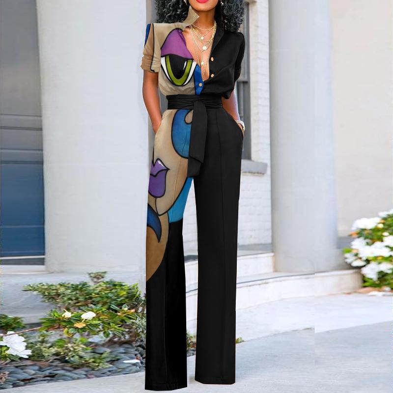 Fashion art print jumpsuit