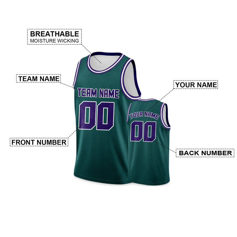 Custom Aqua Purple Round Neck Rib-Knit Basketball Jersey