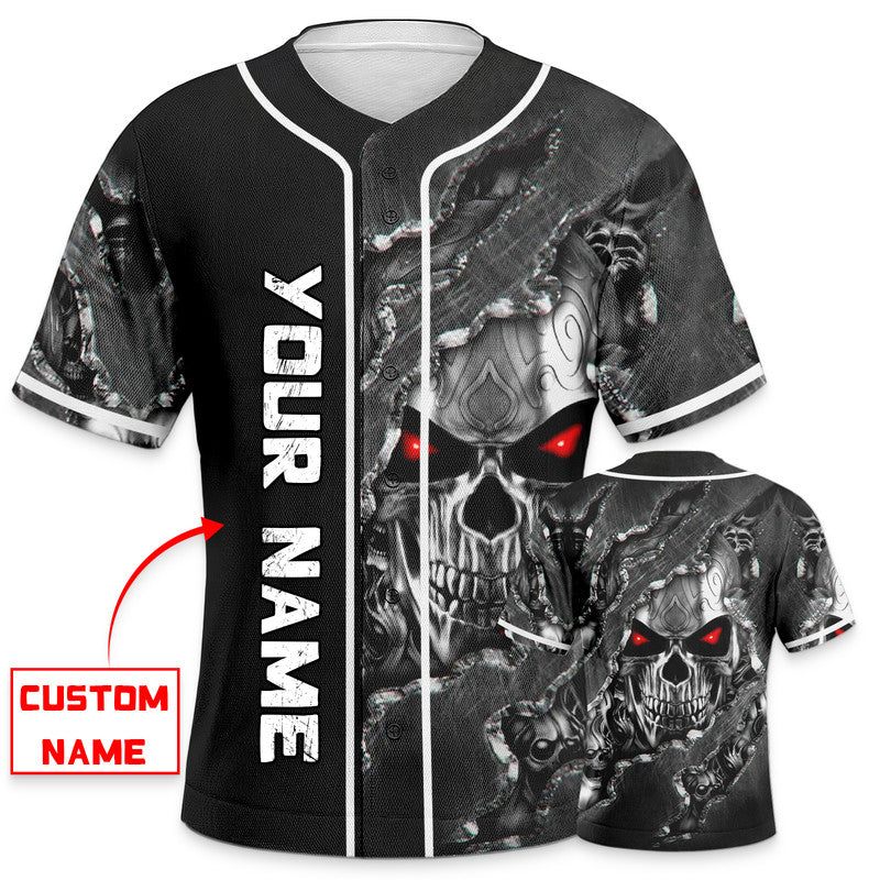 Tribal Metal Scratch Skull Custom Baseball Jersey